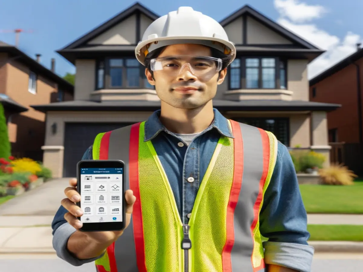 Best software for contractors — FSM scheduling dashboard viewsmartphone at residential job site